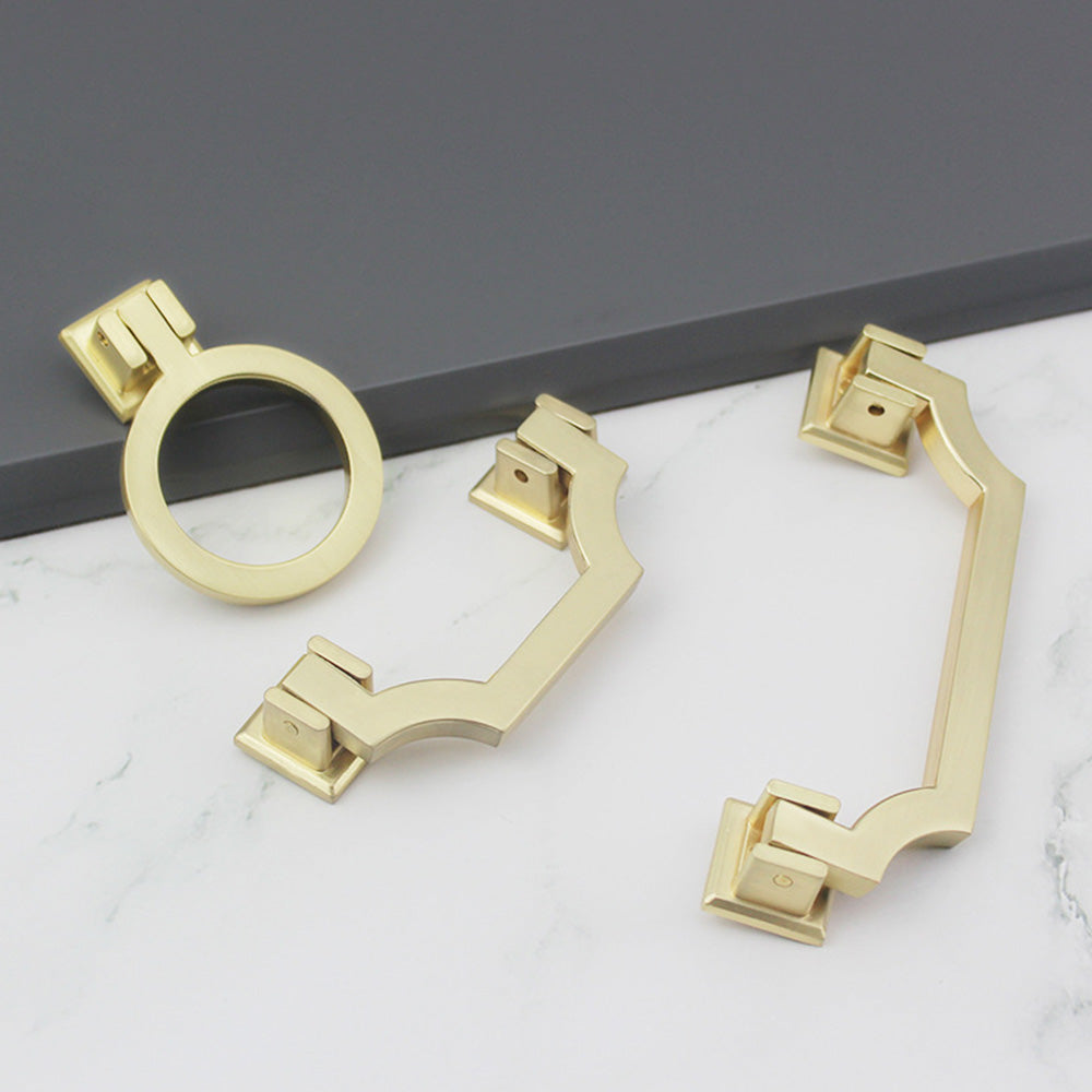 Gold Stepped Geometric Cabinet Pulls and Knobs