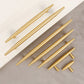 Tapered Solid Brass Cabinet Pulls and Knobs in Gold