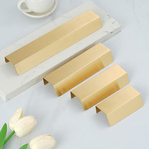 Brass Hidden Finger Cabinet Pulls with Brushed Gold Finish