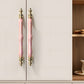 Colorful Ceramic Cabinet Pulls and Knobs with Gold-Tone Trim