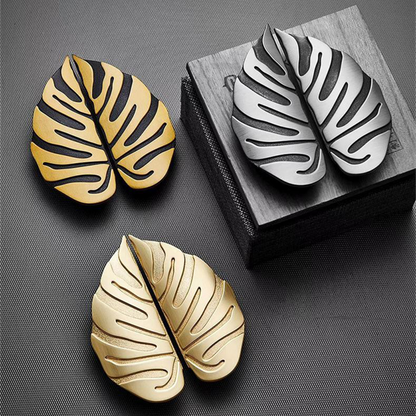 Brass Leaf Cabinet Knob Pairs for Double Cabinet Doors