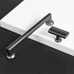 Grooved Black Gray Cabinet Handles and Knobs