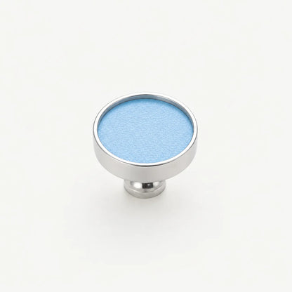 Colorful Leather Cabinet Pulls and Knobs, Stainless Steel