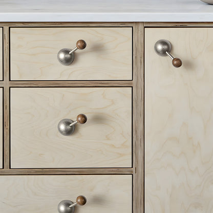 Modern Walnut & Zinc Alloy Cabinet Knobs & Wall Hooks