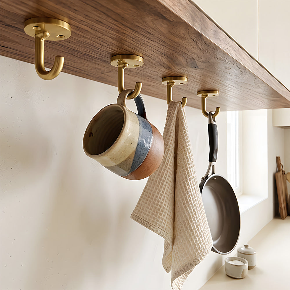Solid Brass Round-Base Wall Hooks for Coats & Towels