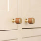Cowhide Brass Cabinet Pulls and Knobs, Brown / Black Options