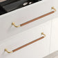 Leather-Wrapped Round Bar Cabinet Pulls and Door Handles
