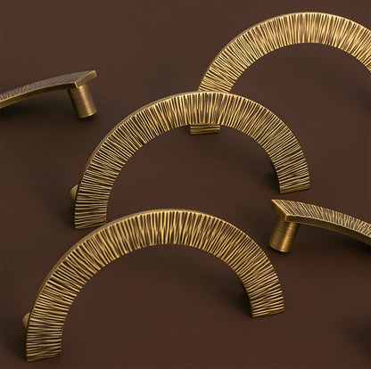 Textured Half Moon Brass Cabinet Pulls and Knobs