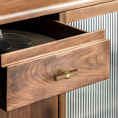 Wood and Brass Round Bar Cabinet Handles and Drawer Pulls