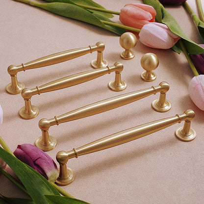 Brushed Brass Round Bar Cabinet Pulls and Knobs