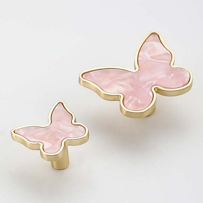 Butterfly Cabinet Knobs with Colored Insets