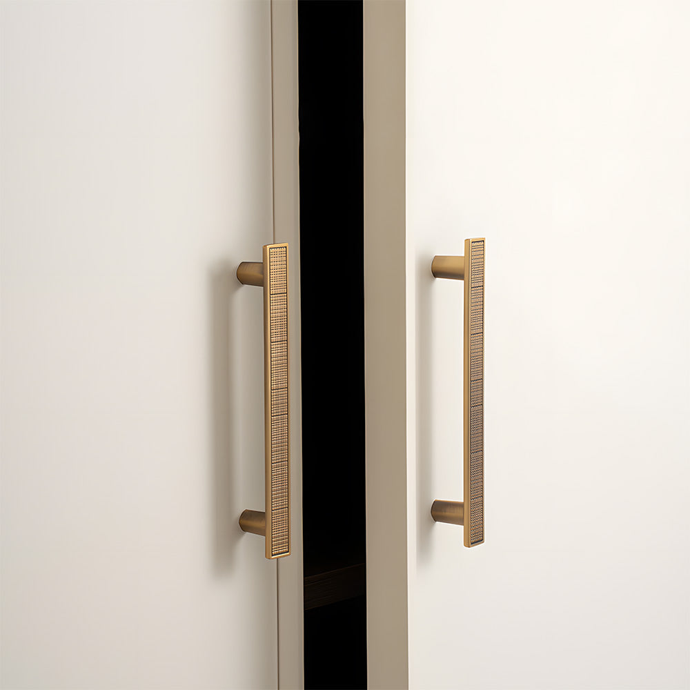 Grid-Textured Cabinet Pulls and Square Knobs