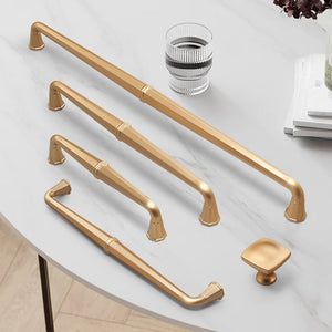 Gold / White Curved Cabinet Handles and Matching Knobs