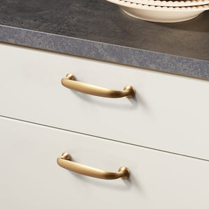 Curved Cabinet Handles, Gold / Black Zinc Alloy