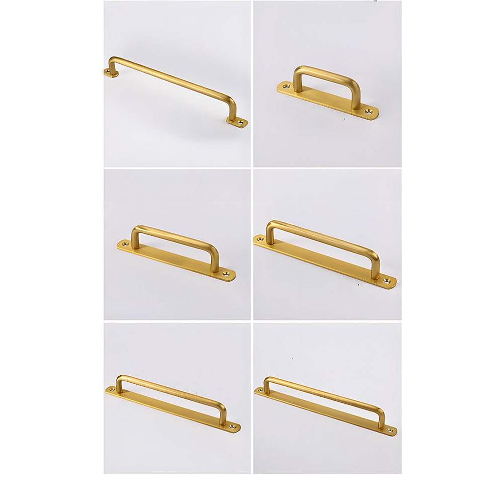 Gold Brass Surface-Mount Cabinet Handles with Backplate Options
