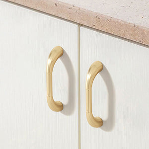 Fluted Arched Cabinet Pulls and Round Knobs, Gold / Gray