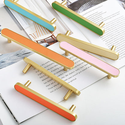 Colorful Leather Inlay Cabinet Handles for Wardrobes