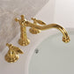 Double Handle Vintage Brass Bathroom Faucets For 3 Hole Sink
