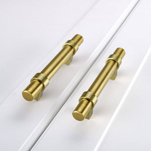 Brushed Brass Round Bar Cabinet Pulls and T-Bar Knobs