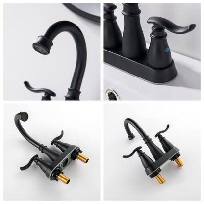Nexora Classic 3-Hole Brass Hot and Cold Bathroom Sink Faucet