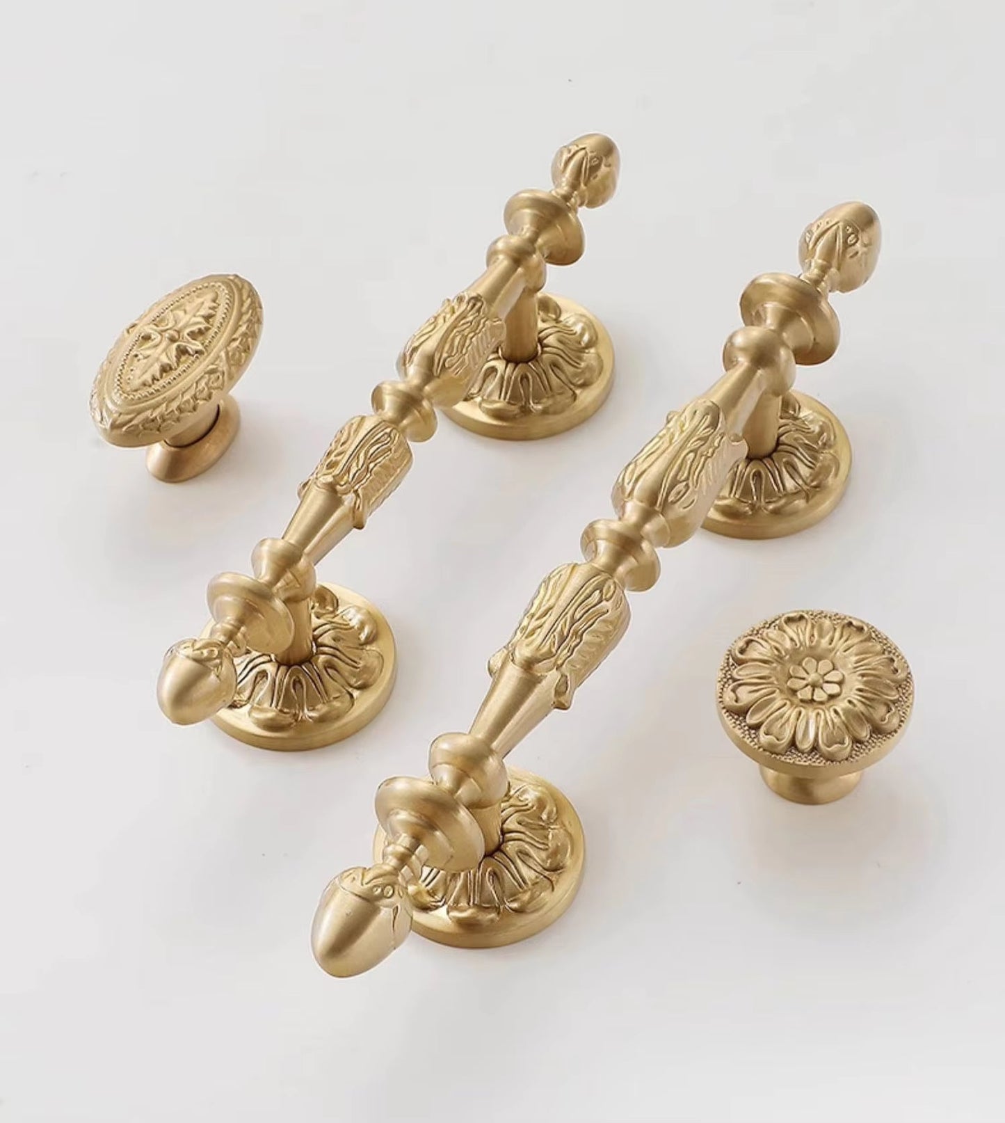 Brushed Gold Floral Cabinet Pulls and Knobs