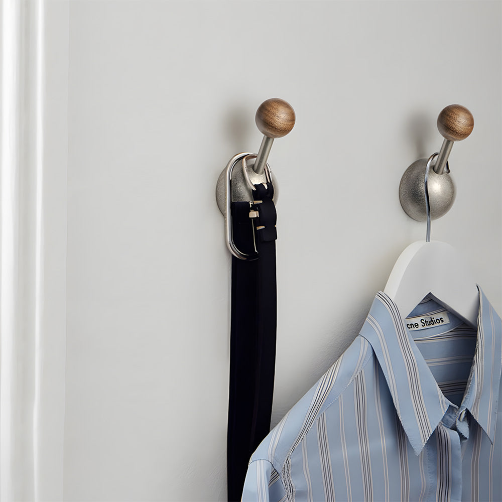 Modern Walnut & Zinc Alloy Cabinet Knobs & Wall Hooks