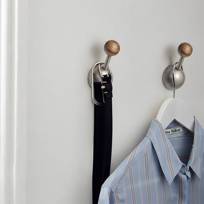 Modern Walnut & Zinc Alloy Cabinet Knobs & Wall Hooks