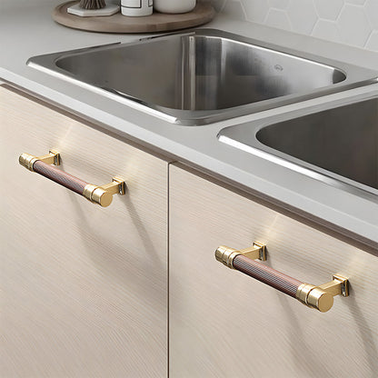 Two-Tone Ribbed Aluminum Alloy Cabinet and Drawer Pulls