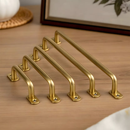 Gold Brass Surface-Mount Cabinet Handles with Backplate Options