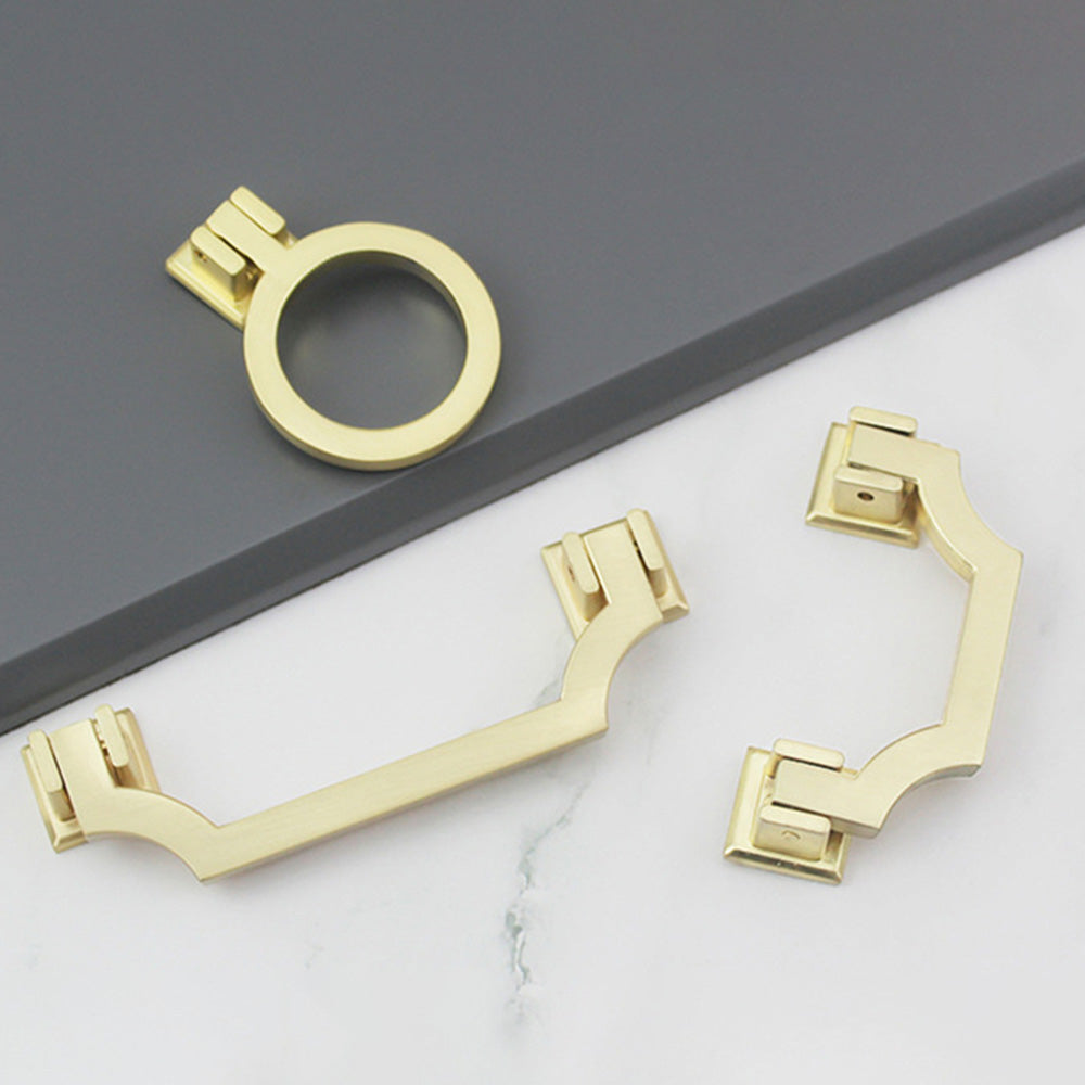 Gold Stepped Geometric Cabinet Pulls and Knobs