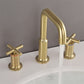 Three Hole Brushed Gold Widespread Waterfall Bathroom Faucet