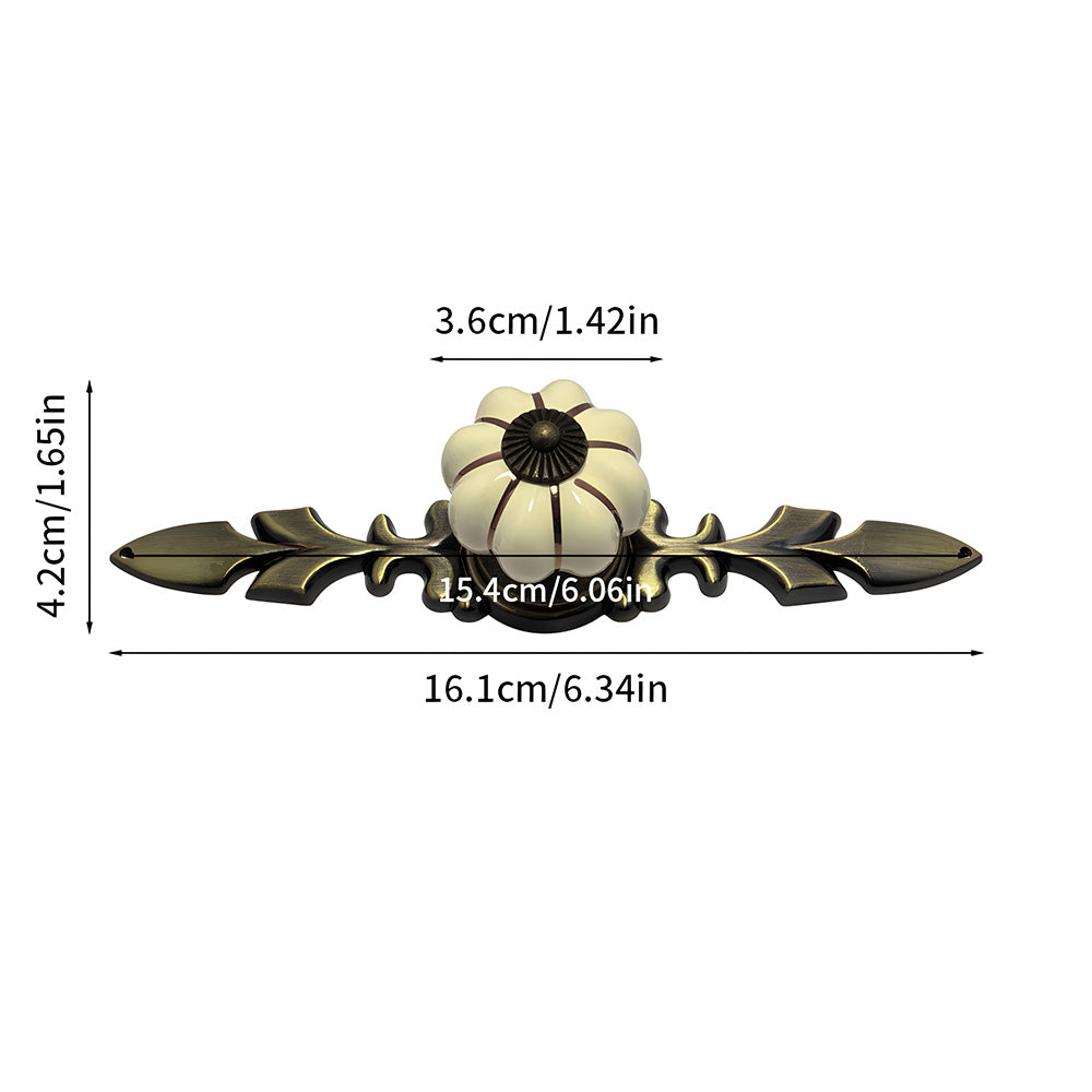 Ceramic Pumpkin Cabinet Knobs with Leaf Backplate