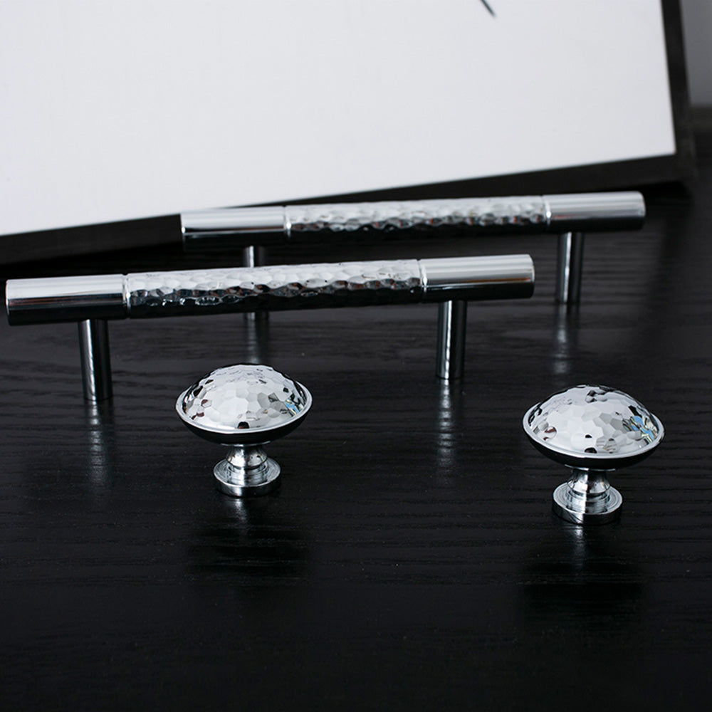 Hammered Silver Cabinet Pulls, Brass Bar Handles