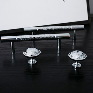 Hammered Silver Cabinet Pulls, Brass Bar Handles
