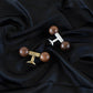 Wooden Round Bar Cabinet Handles with Brass Mounts