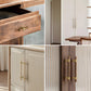 Wood and Brass Round Bar Cabinet Handles and Drawer Pulls