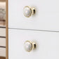 Colorful Ceramic Cabinet Pulls and Knobs with Gold-Tone Trim