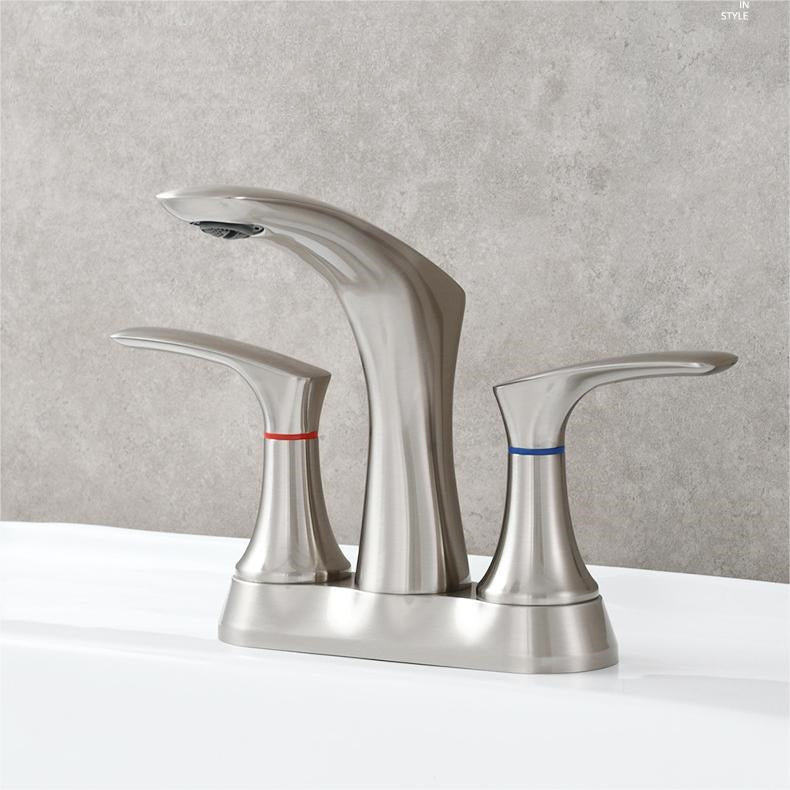 Space-Saving Modern 3-Hole Two-Handle Bathroom Sink Faucet