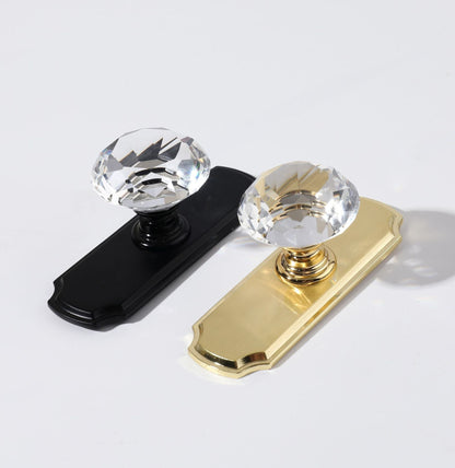 Faceted Crystal Cabinet Knobs with Decorative Backplates