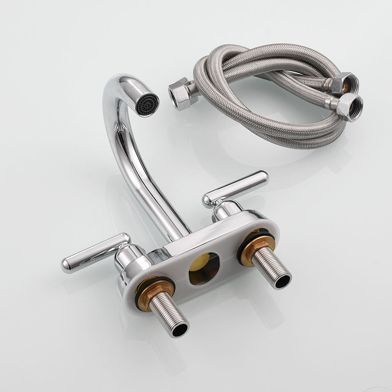 Tempra Modern Three-Hole Two-Handle Bathroom Sink Faucet