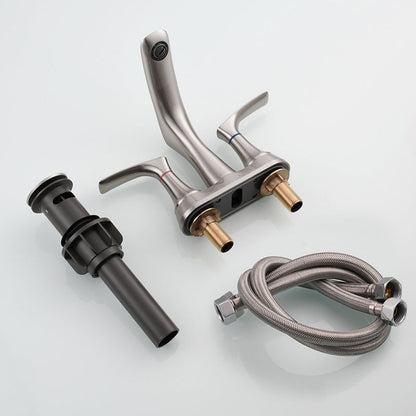 Space-Saving Modern 3-Hole Two-Handle Bathroom Sink Faucet
