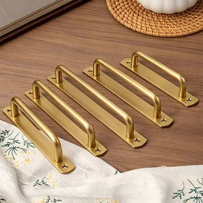 Gold Brass Surface-Mount Cabinet Handles with Backplate Options