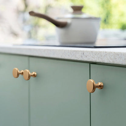 Gold Arched Cabinet Handles and Round Knobs