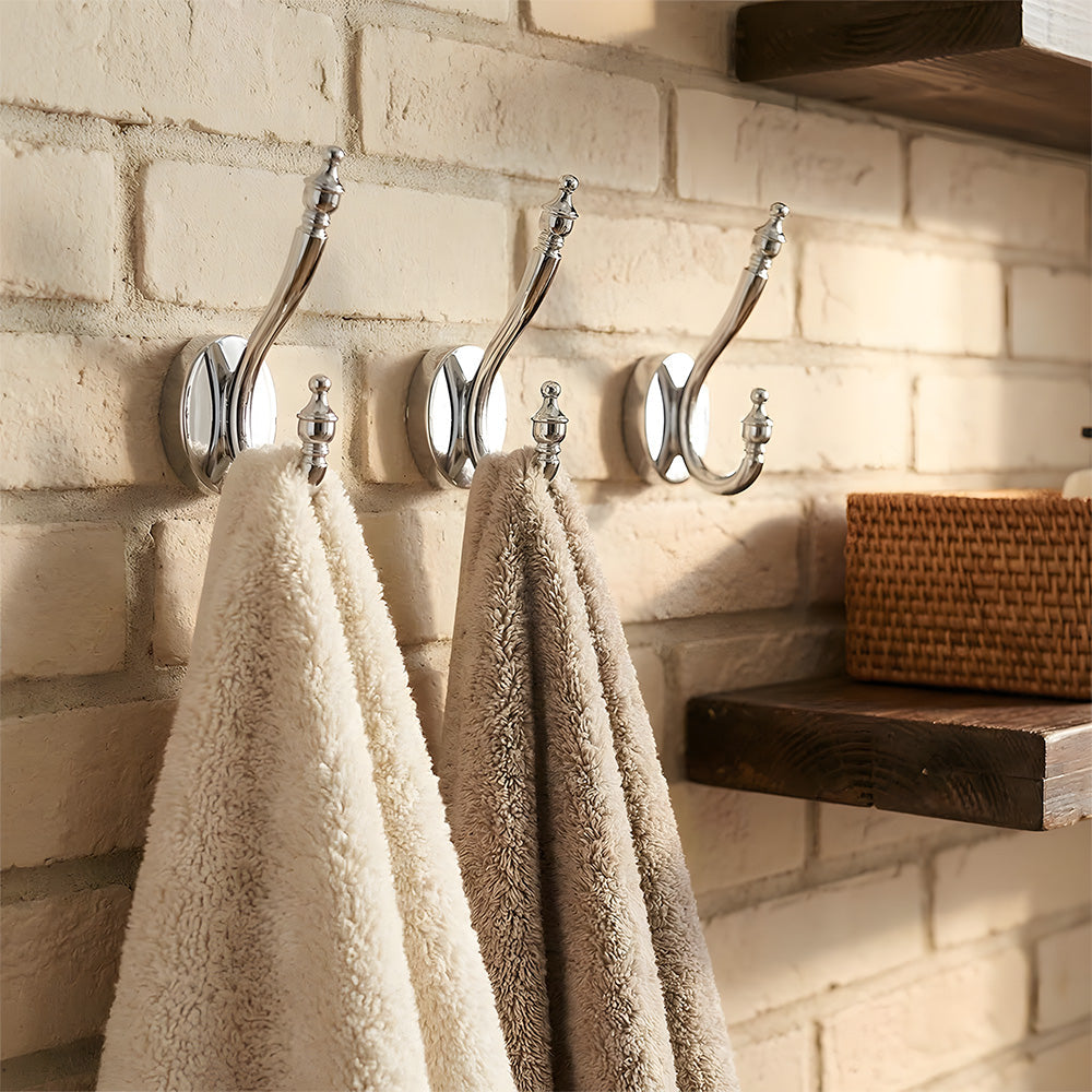 Vintage Metal Double Wall Hooks for Coats & Hats