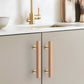 Wood Square Bar Cabinet Handles and Drawer Pulls with Brass Base