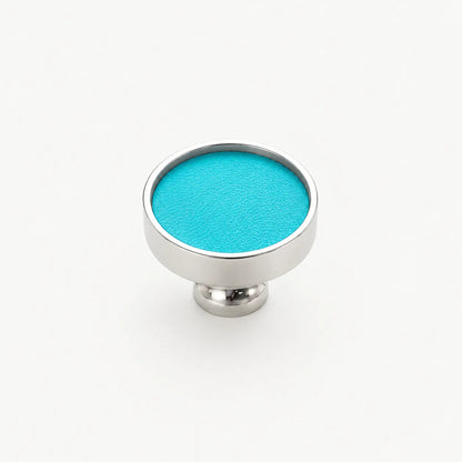 Colorful Leather Cabinet Pulls and Knobs, Stainless Steel