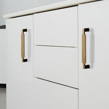 Ribbed Brass Cabinet Handles and Matching Knobs