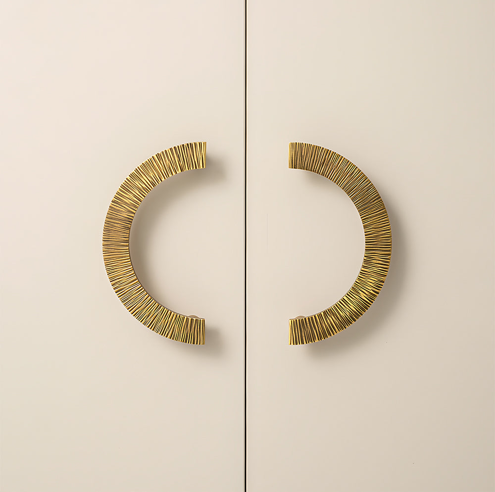 Textured Half Moon Brass Cabinet Pulls and Knobs