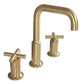 Three Hole Brushed Gold Widespread Waterfall Bathroom Faucet