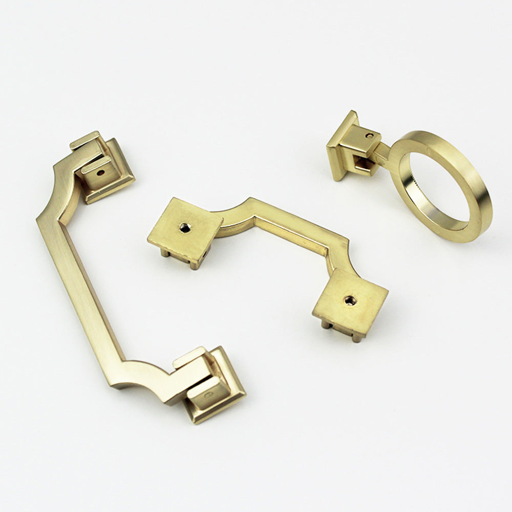 Gold Stepped Geometric Cabinet Pulls and Knobs